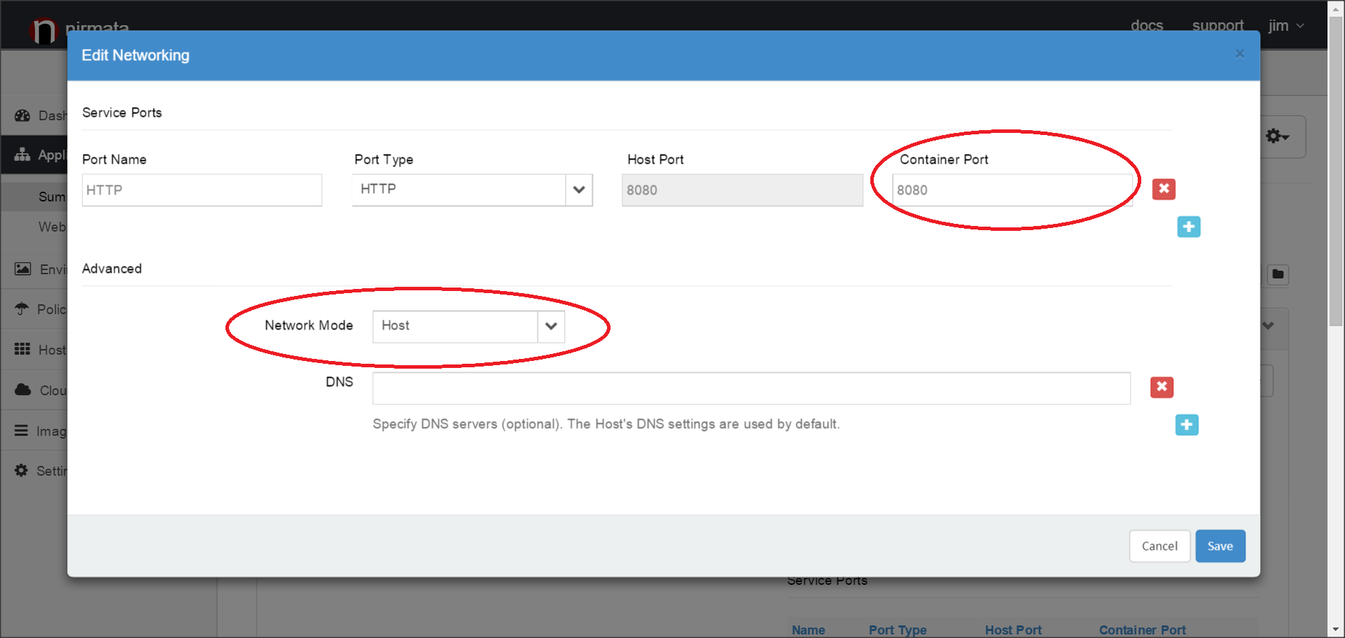 HostMode-ServiceConfig