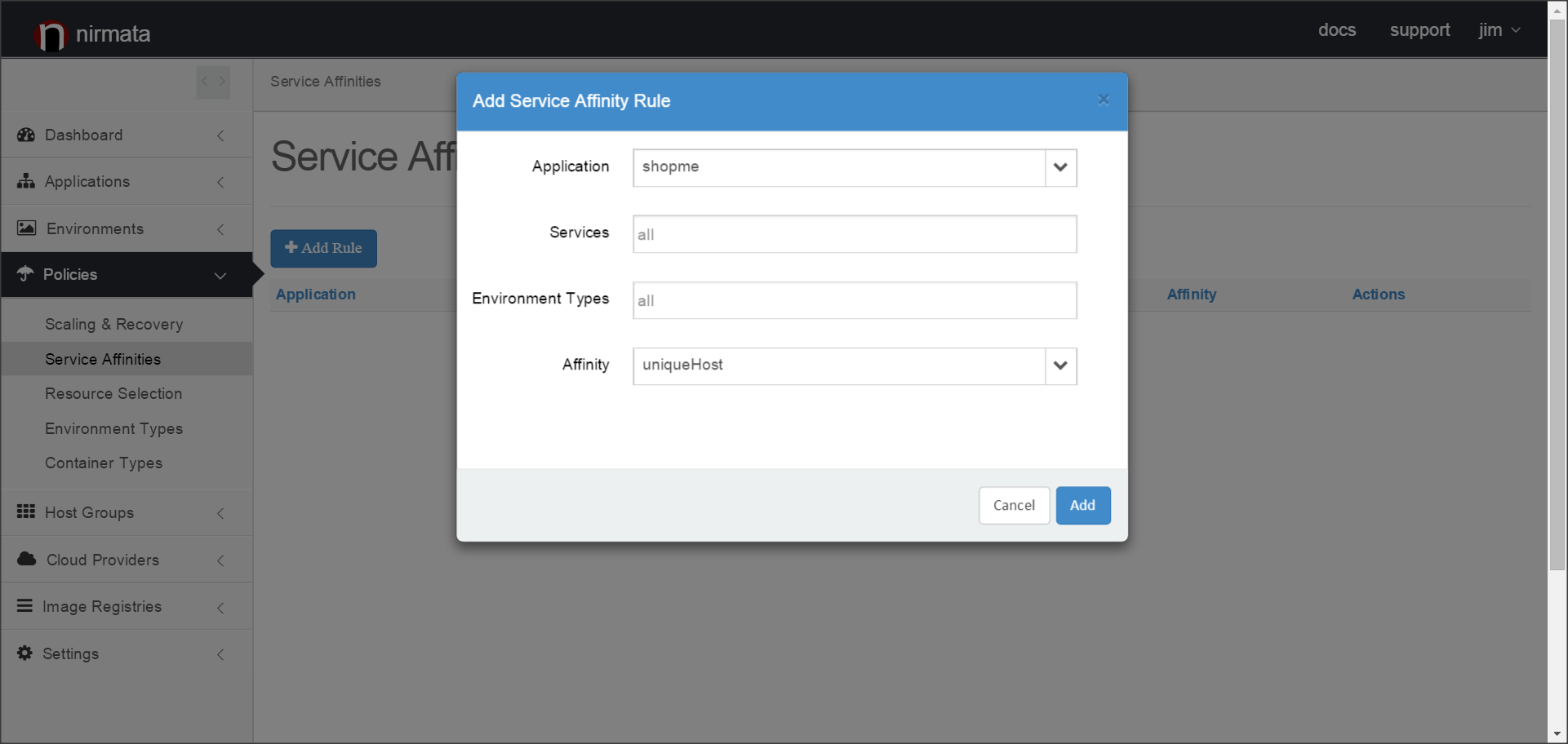 HostMode-ServiceAffinityRule